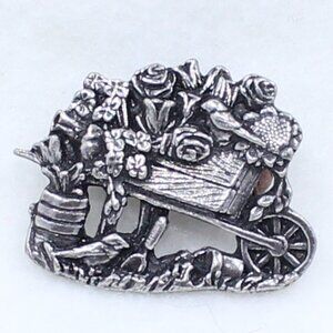 Birds and Blooms Limited Edition 2001 Wheelbarrow Garden Flowers Brooch or Pin